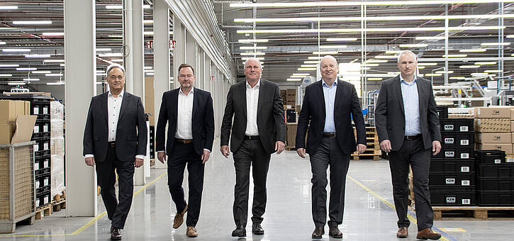 The management of KEB Automation from left to right: Wolfgang Wiele (CTO), Ralf Lutter (COO), Thomas Brinkmann (CEO), Vittorio Tavella (CFO) and Curt Bauer (CMO)